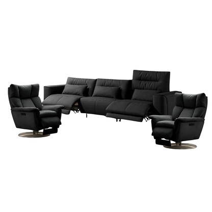 Klaussner Alessandro 3-Seater Leather Power Recliner Sofa With Chair