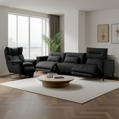 Klaussner Alessandro 3-Seater Leather Power Recliner Sofa With Chair