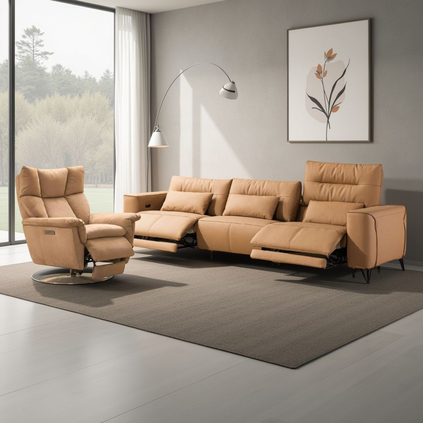 Klaussner Alessandro 3-Seater Leather Power Recliner Sofa With Chair