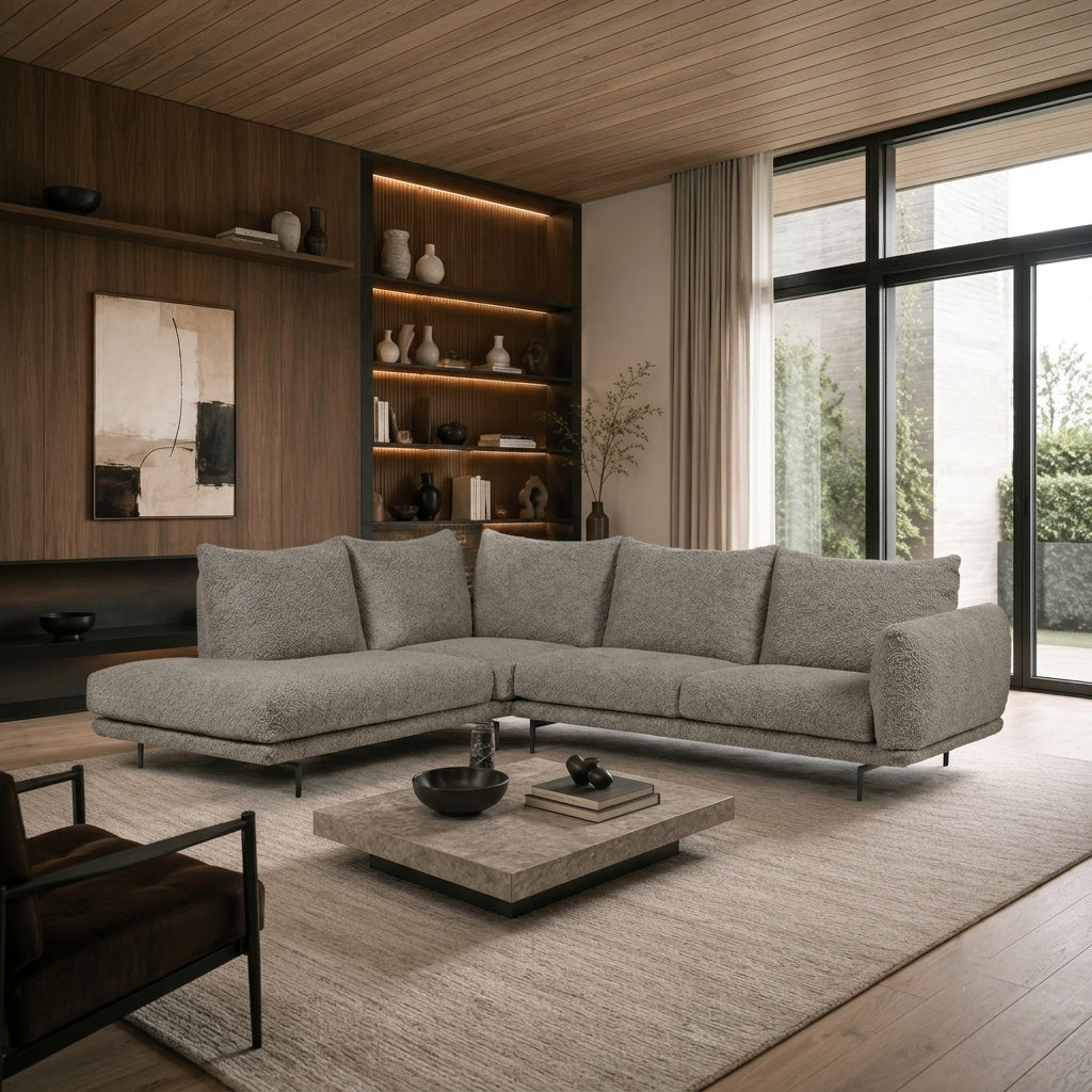 Calia Italia Dragees Fabric Modular Sectional Sofa with Lounge Chaise