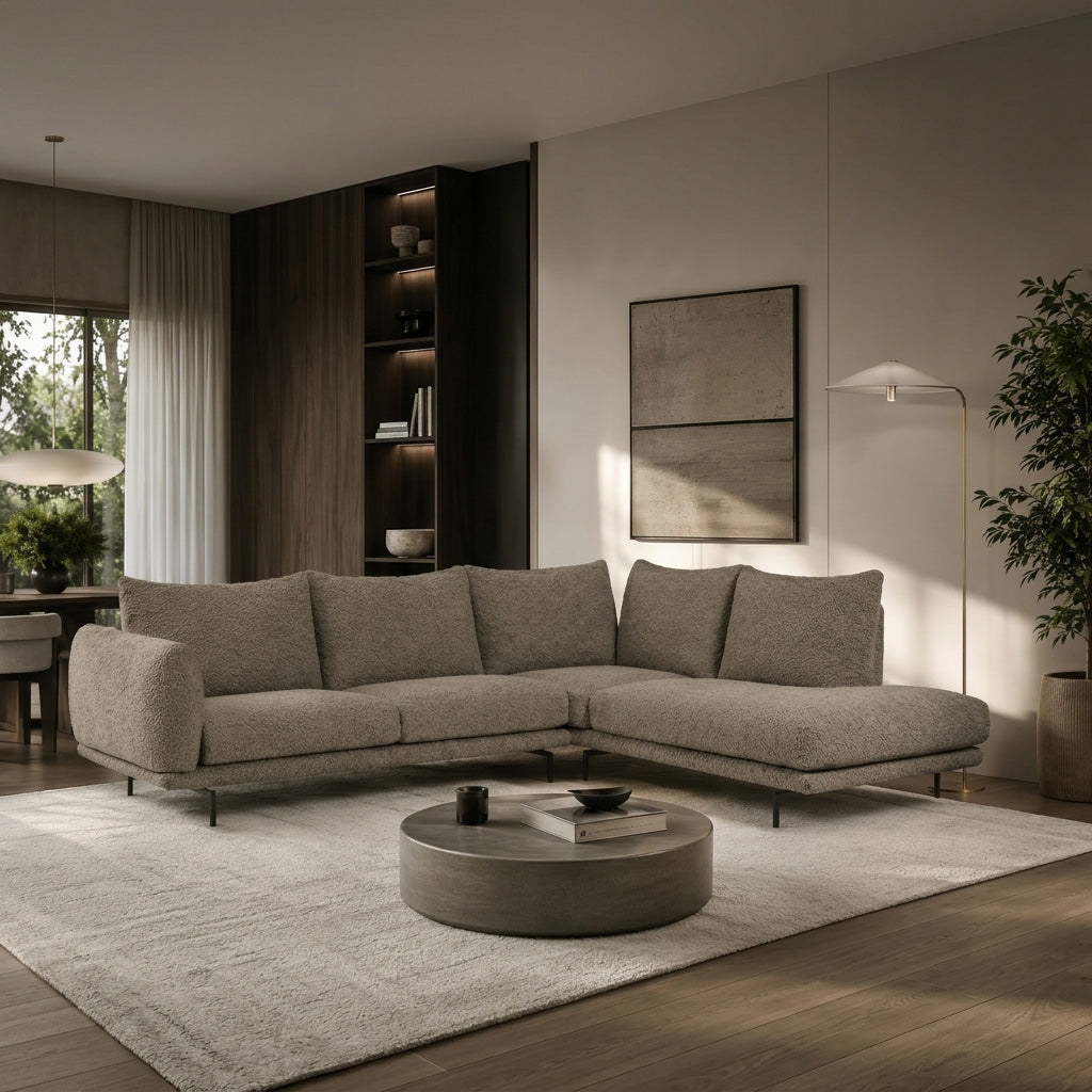 Calia Italia Dragees Fabric Modular Sectional Sofa with Lounge Chaise