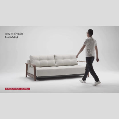 Innovation Living Ran Deluxe Fabric Lounger Sleeper Sofa with Wood Arms
