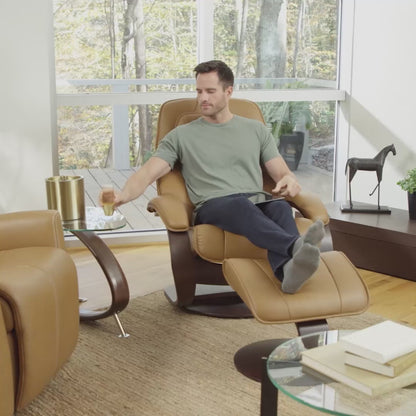 Fjords Admiral C swivel recliner chair with footstool in modern living room for comfort furniture