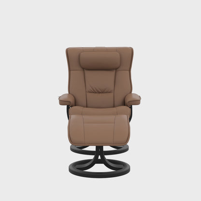 Fjords Regent R Leather Swivel Manual Recliner Chair with Footstool